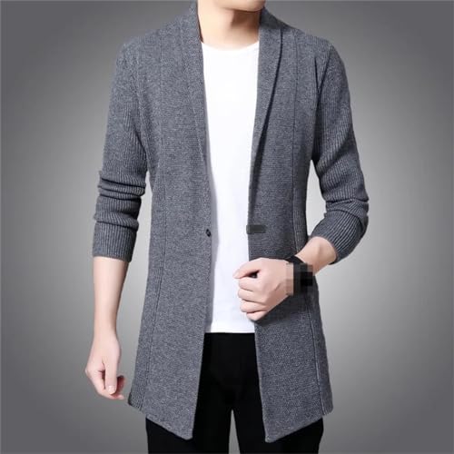Vsadsau Men's Knitted Cardigan Sweater Spring and Autumn Solid Color Button Lapel Casual Jacket2