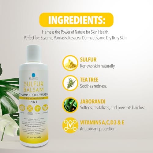 Dr. Robaina Sulfur Shampoo and Body Wash - Psoriasis Shampoo | Soothes Itching, Flaking, Scaling & Redness, Helps Avoid Recurrences | Skin Care Product Suitable for Sensitive Skin - Thumbnail 7