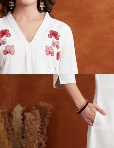 Image of Amazon Brand - Myx Women's Cotton Embroidered Kurta Set with Dupatta (Available in Plus Sizes)