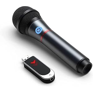 Lococo Wireless Microphone,UHF Metal Rechargeable Handheld Dynamic Mic with USB Receiver Mute Function for Karaoke Party,Computer,Mobile Phone,Amplifier,PA System,Singing Machine