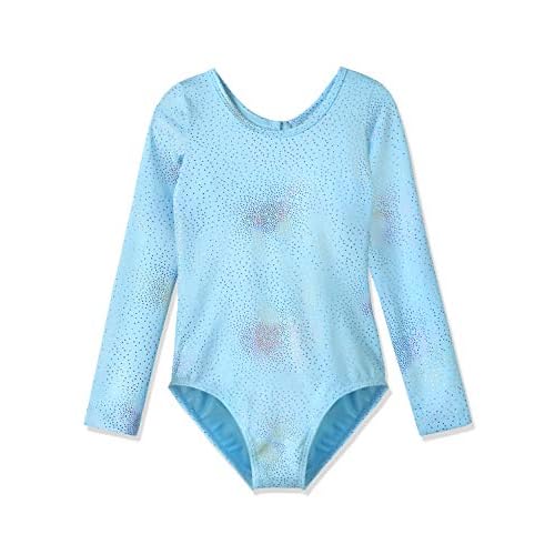 HOZIY Leotards for Girls Ballet Gymnastics Sleeveless Long Sleeve Colorful Sparkles Aqua Blue Pink Purple Solid 4-5T Long Sleeve-sky Blue