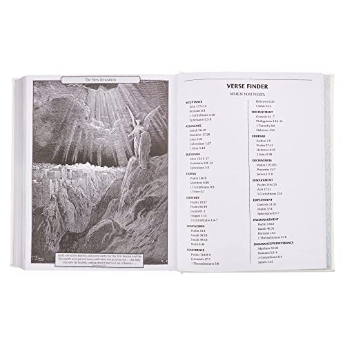 Image of KJV Holy Bible, Classically Illustrated Heirloom Family Bible, Faux Leather Hardcover - Ribbon Markers, King James Version, White /Silver (KJV Family Editions)