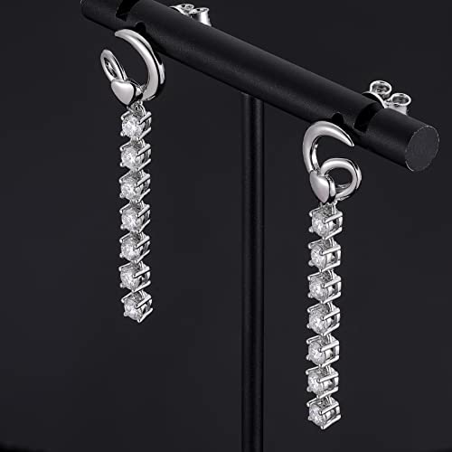Moissanite Diamond Linear Earrings For Women 925 Sterling Silver 18K White Gold Plated Lab Round Cut Brilliant D Color Vvs1 Clarity Moissanite Drop Dangle Earrings #TOP4