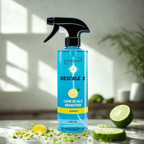 Image of Radiant 500ml Tap Cleaner and Limescale for Bathroom | Hard Water Stain Remover and Shower Head Cleaner | Taps Cleaning Liquid Spray (Pack of 2 (500ml))