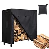 Housse Pour Étagère À Bois – Tissu Oxford 210D 122 X 61 X 107 Cm, Housse Imperméable Pour Bois De Chauffage, Protection UV Coupe vent | Stockage Extérieur De Bûches, Abri Robuste Réglable, Pluie, Neig
