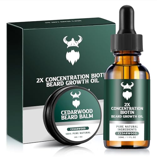 Beard Growth Kit - 2X Concentration Biotin for Men, Natural