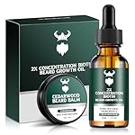 Beard Growth Kit - 2X Concentration Biotin for Men, Natural Argan, Jojoba Oils and Vitamins (Cedarwood)