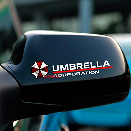 HINSCR Auto Rearview Mirror Decals Umbrella Corporation Window Stickers for Car Motorcycle (Style E- White)