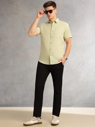 Image of Thomas Scott Men's | Solid | Half Sleeve | Regular Fit | Premium Irish Linen | Spread Collar | Casual Shirt