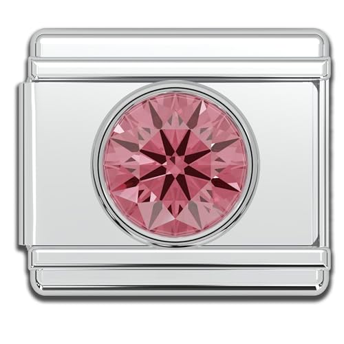 Fablinks Birthstone Italian Charms, Austrian Glass Crystal Birth Stone Charm, 9mm Stainless Steel Links Bracelets Jewelry for Women (October)