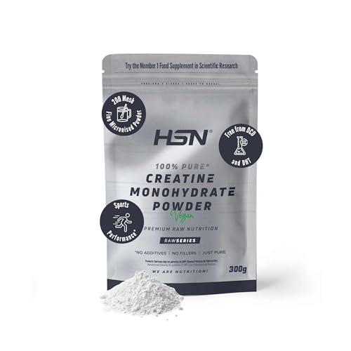 HSN Creatina Monohidrato en Polvo Sin Sabor | 300g | Creatina Micronizada (200mesh) Sin Añadidos y Libre de Contaminantes | No Incluye Dosificador | No-GMO, Vegano, Sin Gluten