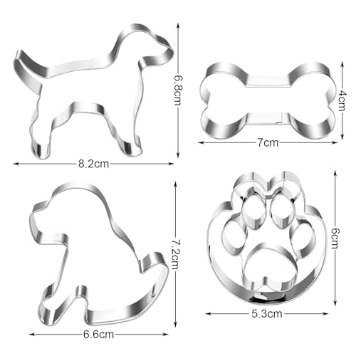 4 Stück Keksausstecher Hund, Ausstechformen Paw Patrol, Plätzchen Ausstecher Edelstahl, Ausstechform Hund und Knochen, Paw Patrol Ausstecher, Niedliche Plätzchenausstecher zum Backen & Basteln