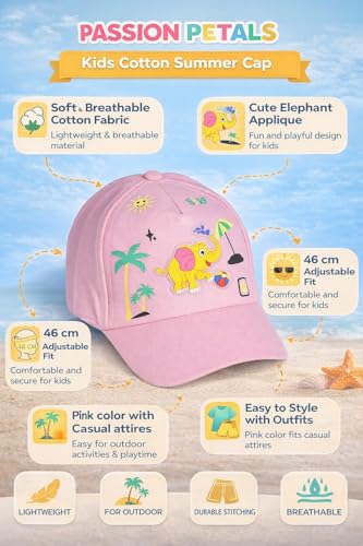 Image of PASSION PETALS Summer Dino Rockstar Baseball Cap for Kids Boys and Girls 2-4Years