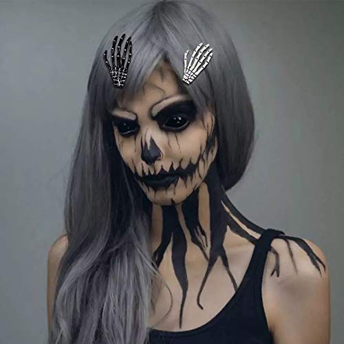 Halloween Skeleton Hands Bone Hair Clips - White And Black (2 Pairs), Punk Rock Horror Hair Clip For Women Girls Hair Accessories #TOP4