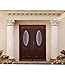 Fiberglass Exterior Door Front Entry Door Mahogany Finished Montrouge Style Right Hand in-Swing Double Door (Right-Hand, Double Doors 30