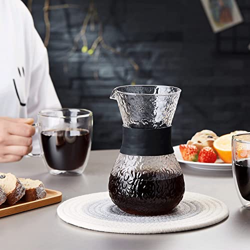 Pour Over Coffee Maker,600Ml/20Oz Paperless Borosilicate Glass Carafe And Reusable Stainless Steel Permanent Filter,Manual Coffee Dripper Brewer With Protective Silicone Sleeve,Glass Coffee Pot (20Oz) #TOP5