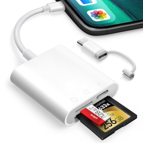 Image of Verilux SD Card Reader for iPhone iPad with USB C to C Connector, 3 in 1 USB C SD Card Reader with with Dual Slot for SD /TF and USB Port, Memory Card Readers Support for iPhone /iPad /Android /Camera