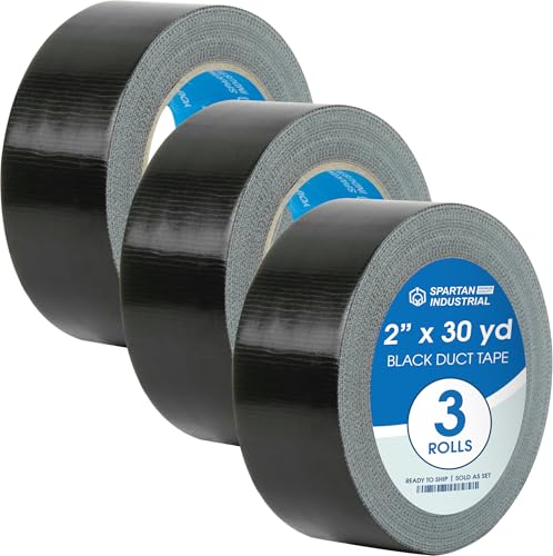Spartan Industrial 2" X 30 yd Black Duct Tape - 3 Strong Tape Rolls