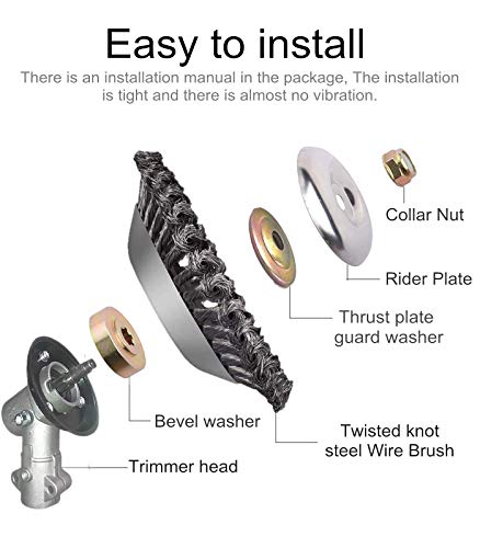 GS Alderaul Upgraded 6 in Steel Wire Brush Cutter Trimmer Head Kit, 8 Pcs Weed Eater Wire Brush kit, with Weed Eater Blade Adapter Kit, for String Trimmers, Weed Eater Head, Lawn Mower, Rust Removal