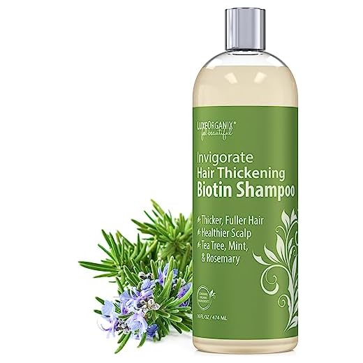 LuxeOrganix Biotin Thickening Shampoo for Thinning Hair - Organic, Volumizing Formula with Mint, Tea Tree & Rosemary for Healthy Scalp and Hair Growth - Safe for Colored or Keratin Treated Hair.
