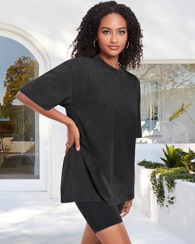 Oversized Tshirts for Women Short Sleeve Crew Neck Vintage Washed Basic Loose Casual Tees4