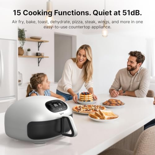Image of Typhur Dome 2 Large AI Smart Air Fryer, 15-in-1 Dual Heating, Self-Cleaning | Top & bottom heating; PFAS-free ceramic basket; fits 12 inch pizza or steaks; whisper-quiet cooking; 120V