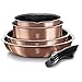 Berlinger Haus Rose Gold Batterie de Cuisine 9 Pièces Induction, Poignée Amovible Interchangeable, Antiadhésif sans PFOA, Ensemble de Casseroles et Poêles, Couvercles en Verre + Hermétique
