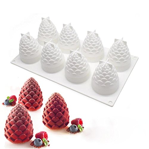 Pine cone Nuts Shape Silicone Molds Cake Decorating Tools Bakeware French Dessert Mousse Cake Mold Baking Cupcake Silicone Mousse Mold - 8 Cavities (Pine cone Nuts)