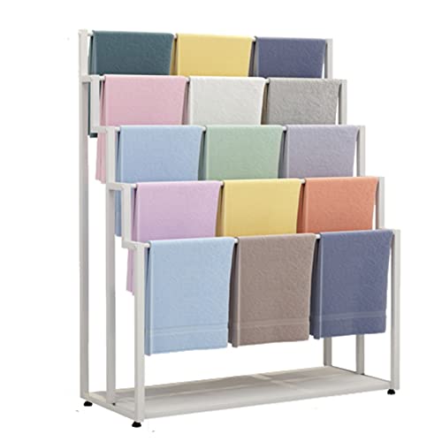 UWYTGF Commercial Multifunctional Display Stand Rack Holder for Scarf/Jeans/Towel/Shawl,Floor Standing Metal Large Scarf Storage Organizer,White,Length80Cm