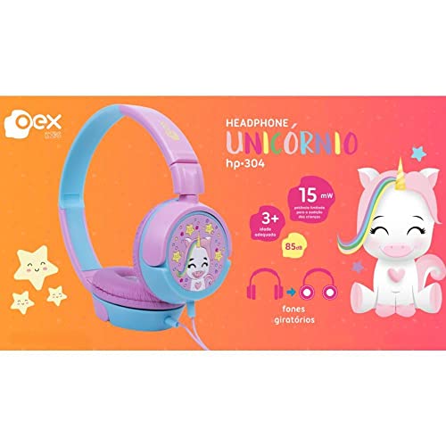 Fone De Ouvido Headphone Oex Hp304 Infantil Kids Unicórnios