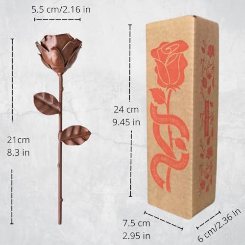 Forging Art Bcn® Ewige Rose aus Schmiedeeisen - Handgeschmiedet - Geschenk zum Muttertag, Valentinstag, Hochzeitstag, Eiserne Hochzeit (Braun) – Bild 5