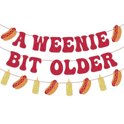 A Weenie Bit Older Banner Hot Dog Garland for BBQ Hot Dog Birthday Party Decorations