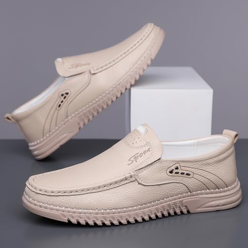 Mens Handmade Leather Slip On Loafers Casual Lightweight Soft Non Slip Walking Shoes for Driving Daily Work Office4