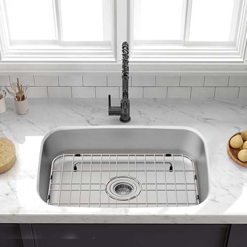 Sink Grid 18\" X 12-1/2\", Stainless Steel Sink Grids for Bottom of Kitchen Sinks, Centered Drain with Corner Radius 1-1/2\"