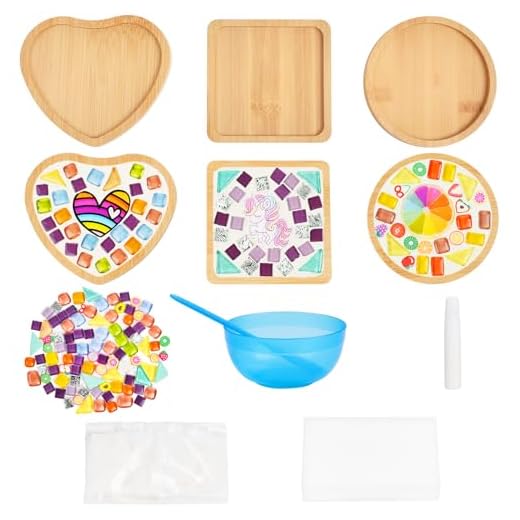 AUAUY Kit de ArtesaníA de Mosaico, Accesorios de PatróN de Arco Iris de Unicornio, Posavasos Decorativos con Azulejos de Vidrio, Manualidades Divertidas, Regalos NavideñOs para NiñOs