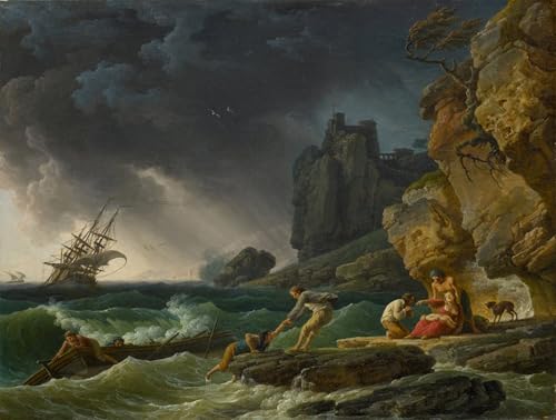Art Tableau Mer orageuse avec naufrage Claude Vernet affiche déco 60x90