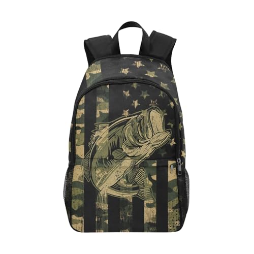 M YESCUSTOM Camo Backpack Black Army Green Fish Backpacks Lightweight Multipurpose Daypack Cute Casual Men Travel Hiking Back Pack