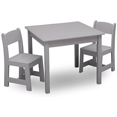 Delta Children Painted Wooden Child's Table and Chair Set (Grey) Cover
