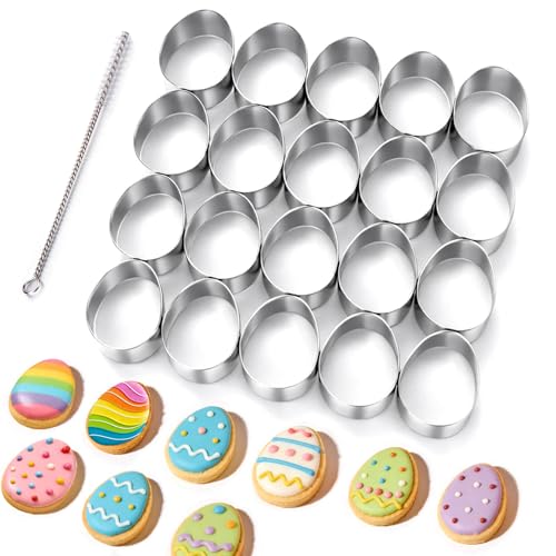 AIERSA Mini Egg Cookie Cutter,Round Small Easter Cookie Cutters,1.2 Inch Tiny Egg Shaped Cracker Cutter,20 Cavity Metal Stainless Steel Easter Cracker Cutters