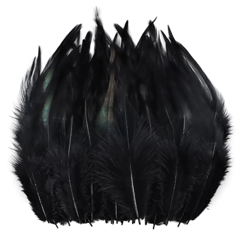 whitefeather Craft Feathers Bulk Pack - 300PCS Assorted Colorful Feathers for Crafting Hat Decorating Carnival DIY Projects (4-6 Inch Small Feathers Synthetic Craft Materials) (Black)
