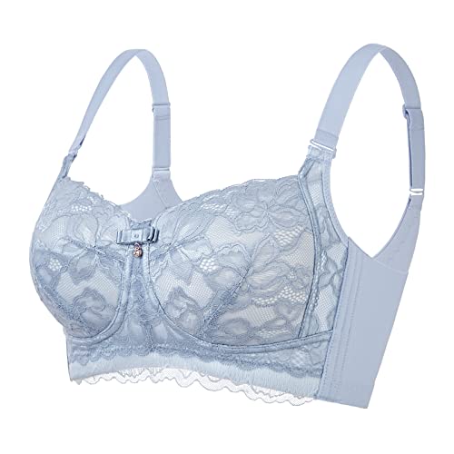 Bras For Women No Underwire, Minimizer Bras For Women Full Coverage, Wireless Bra For Women Support, Lightly Lined Lace Womens Bras With Thin Latex Inner Cushion, Blue 36Ddd #TOP11