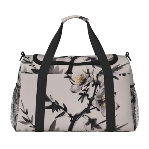Plum Blossom Branch Print Travel Duffle Bag - Foldable Personal Item Travel Bag for Women & Men,13x10.2x19.7