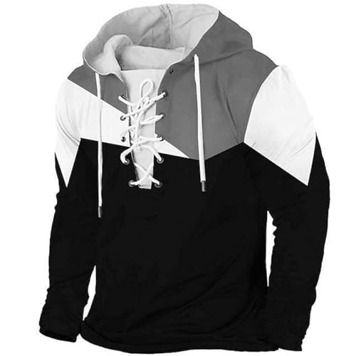 Sudaderas con capucha de manga larga para hombre, ajuste relajado, sudadera medieval fruncida para otoño e invierno 2024, P-247 Negro, L Sudaderas con capucha de manga larga para hombre, ajuste relajado, sudadera medieval fruncida para otoño e invierno 2024, P-247 Negro, L