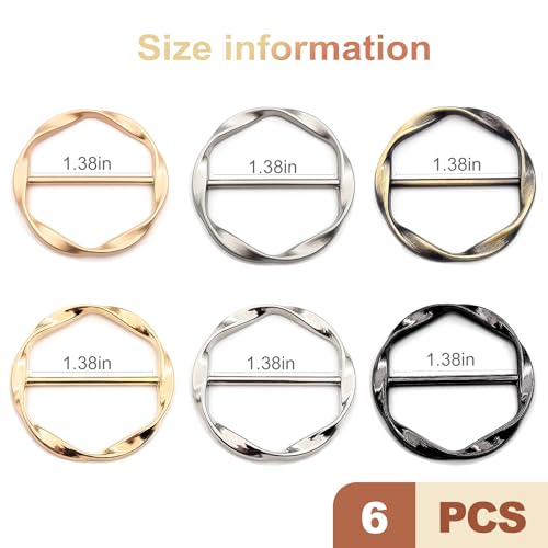 Image of 6 Pcs Silk Scarf Ring Clip for Women Girls Metal T Shirt Tie Clips Twist Tee Knot Ring for Clothes Waist Corner Button Buckle Fashion Scarf Clasp Clothing Accessories Set
