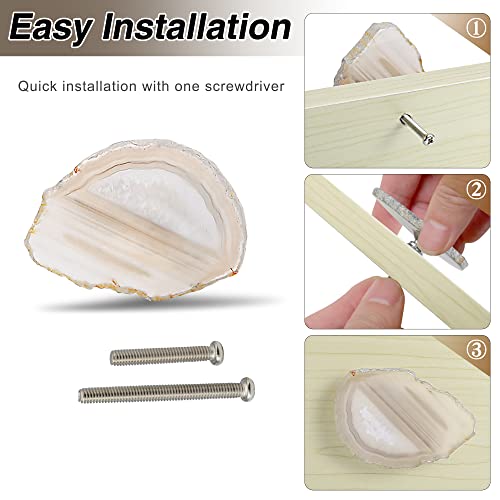 Cozy Tower Agate Knobs For Cabinets And Drawers, Unique Drawer Pulls And Knobs, Bifold Closet Door Knobs Dresser Knobs Kitchen Cabinet Hardware (Natural Color Agate) #TOP3