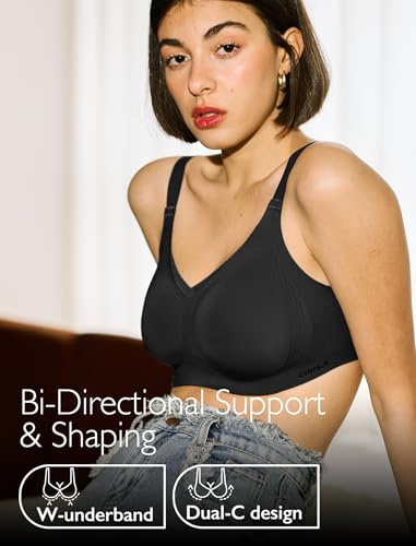 COMFELIE Comfort Revolution No Underwire T-Shirt Bras Soft Full Coverage Brassiere for Women Girls Black Medium — view 4