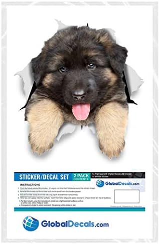 Winston & Bear 3D Dog Stickers - 2 Pack - German Shepherd Puppy For Wall, Fridge, Toilet And More German Shepherd Stickers