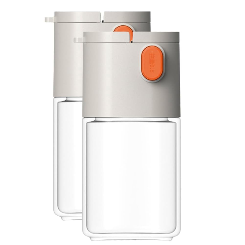 CTRLZS 2PCS Salt & Pepper Shakers Salt Control & Seasoning Bottle Spice Jars Seasoning Shaker Containers Gray White