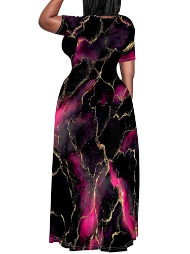 Image of SUZONANA Plus Size Dresses for Women Summer Casual Maxi Dress Short Sleeve Loose Vacation Dress