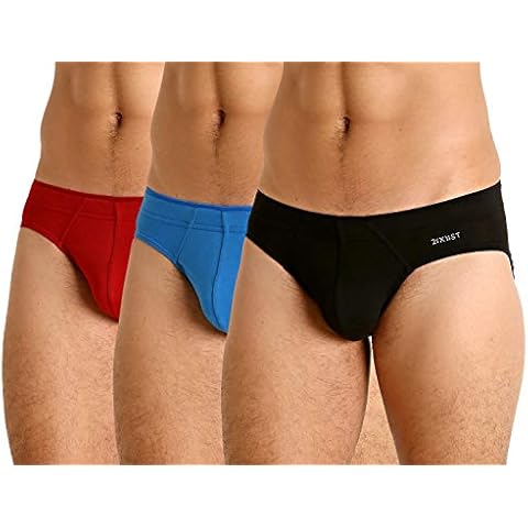 2(X)IST Men's Cotton Stretch No Show 3-pack Briefs, Sliq Scotts Red/Skydiver Blue/Black, M UK Cover